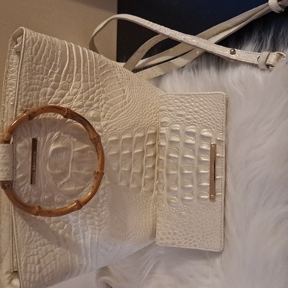 Off white Brahmin purse with matching wallet